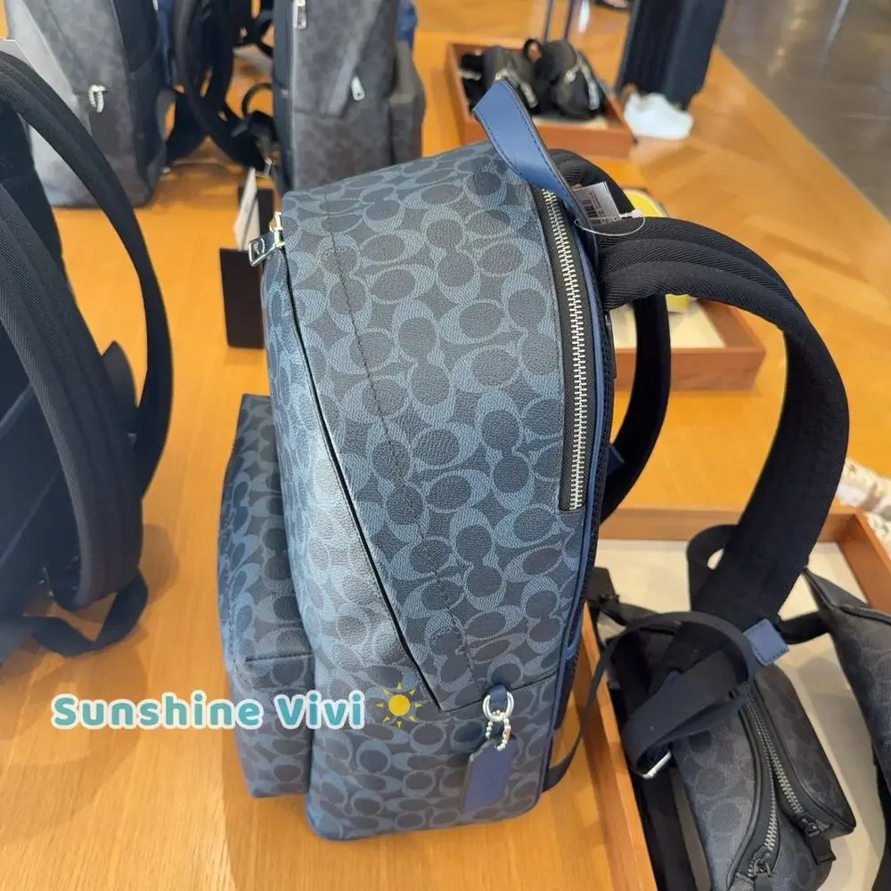 NWT Coach Taylor Backpack In Signature Canvas Signature CDX95 SV/Ink Blue